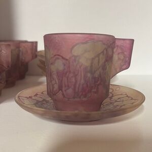 Vintage Rueven Art Glass demitasse Cup and Saucer Set of 5